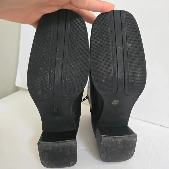 Vintage Y2K Black leather ankle boots size 6.5 - Picture 3 of 8